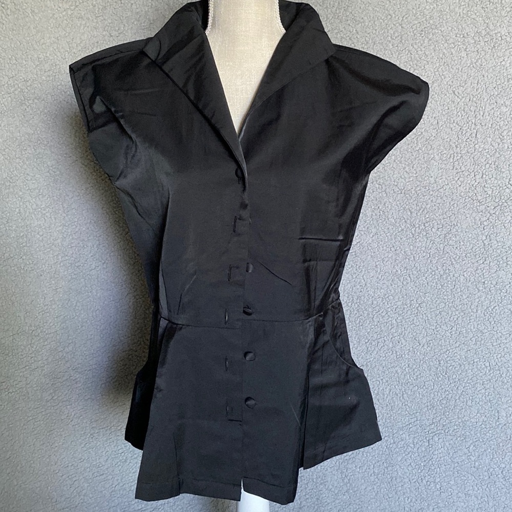 New York & Company Collection Peblem Top Womens Size M Medium Black